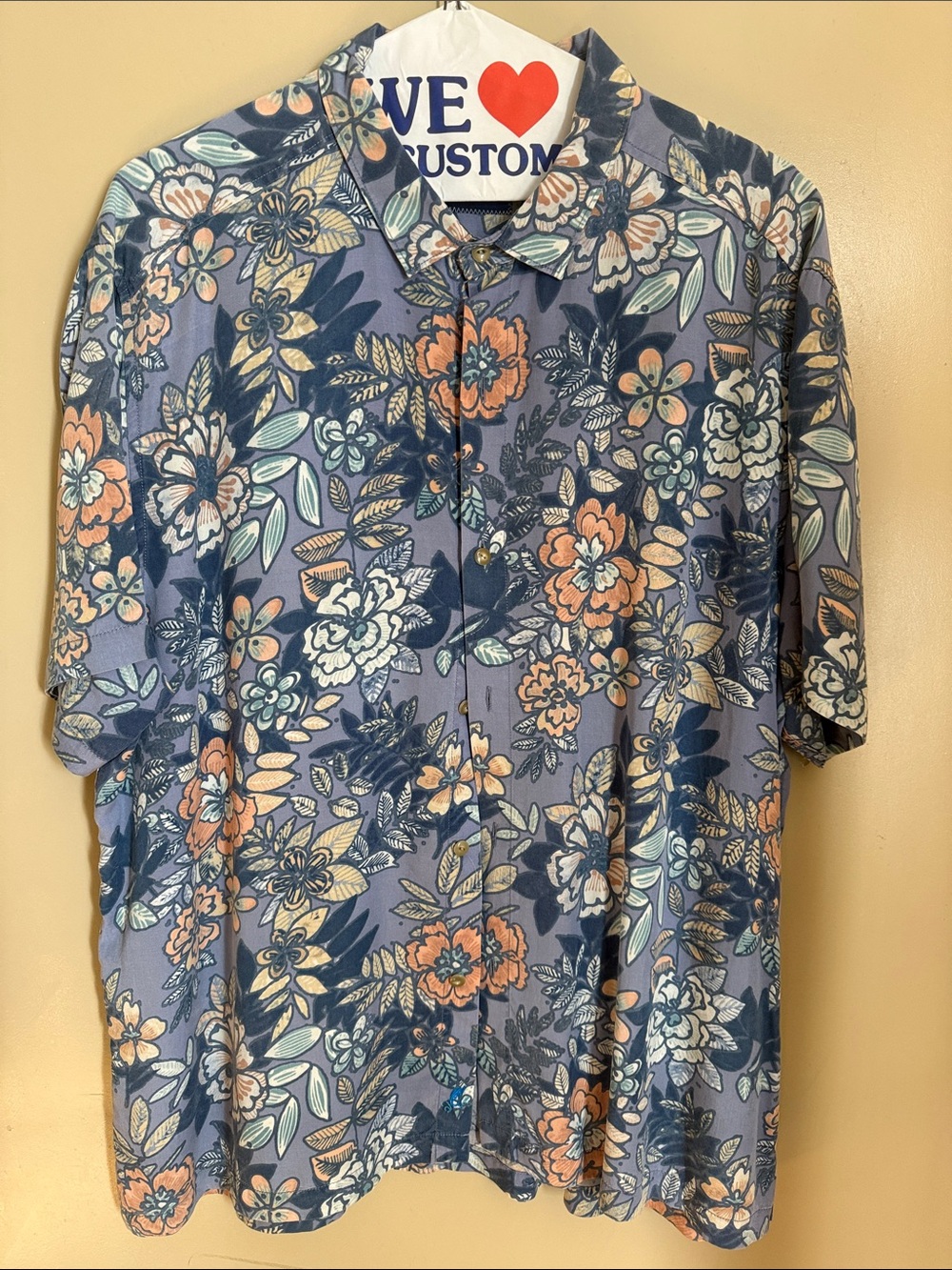Tommy Bahama  Floral Short-Sleeve Button-Up Shirt - Blue/Peach